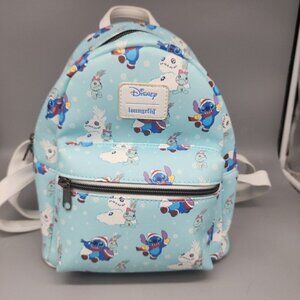 LOUNGEFLY DISNEY STITCH SCRUMP SNOWMAN MINI BACKPACK Blue Bag
